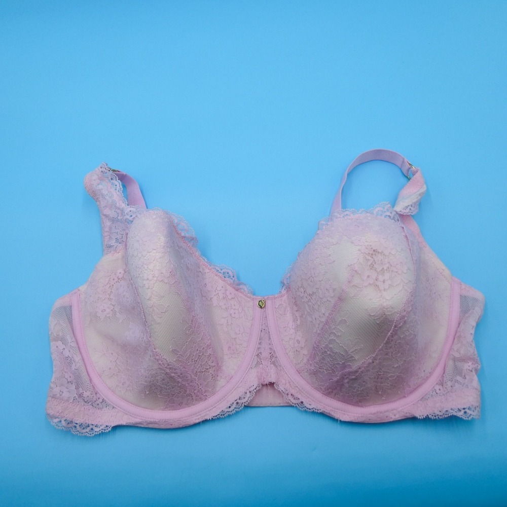 Adore Me‎ 40C Pink Beige Mesh Lace Underwired Padded Push Up Lingerie Women New